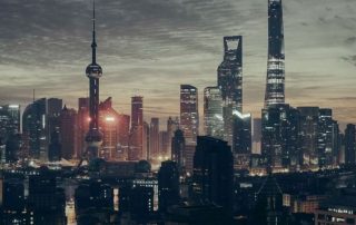 City in China at dusk